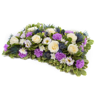 Pillow SYM-331 - Signifying a final, comfortable resting place, this open based 46cm pillow uses lilac and white flowers to create a beautiful tribute. Pillow SYM-331 - Signifying a final, comfortable resting place, this open based 46cm pillow uses lilac and white flowers to create a beautiful tribute.